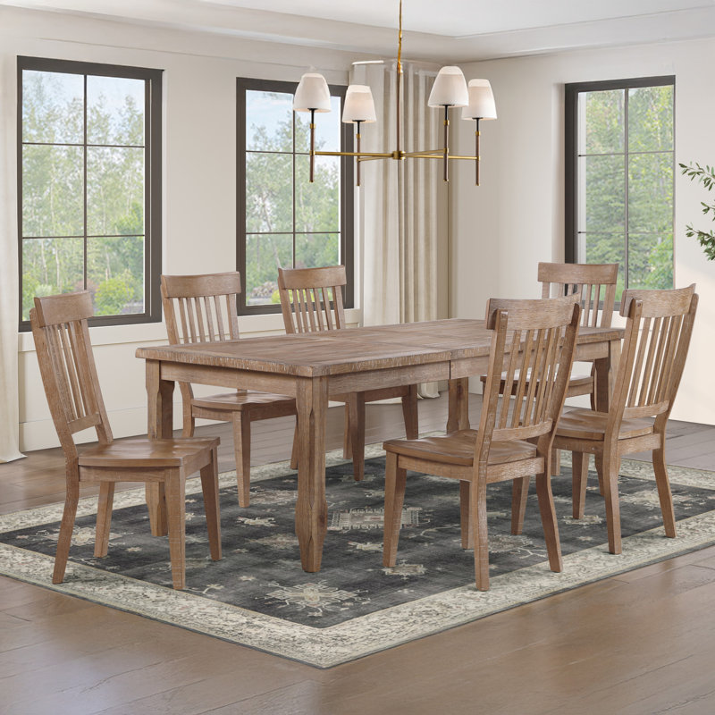 Riverdale Extendable Wood Dining Table Set, 7 Pieces: Table, 6 Chairs