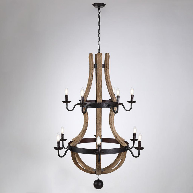 Lustre empire en bois 2 lumières Caudillo