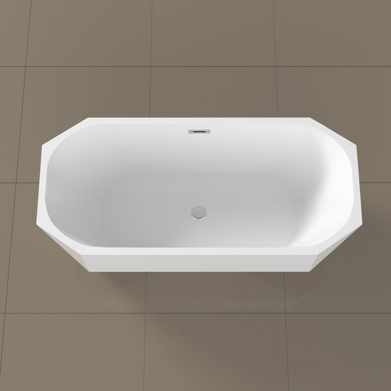 63" x 29" Freestanding Soaking Acrylic Bathtub