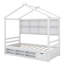 Lit maison avec plusieurs tablettes de rangement, cadre de lit en bois avec toit, tablettes de chevet, rangement sous le lit-1930577918-1930577905