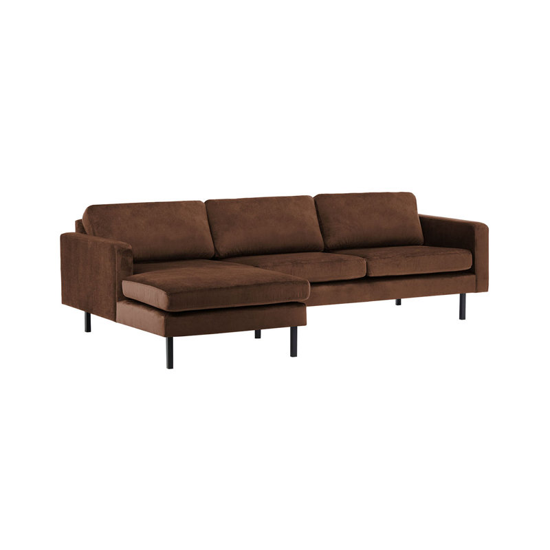 Fralick 2 Seater Corner Sofa, Brown Polyester Blend