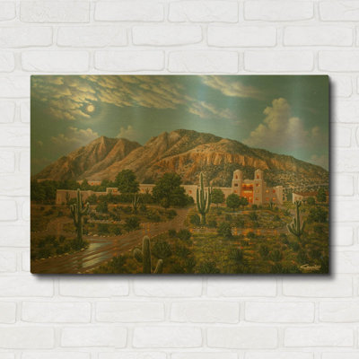 «Jokake Inn In 1928, Scottsdale, AZ» par Eduardo Camoes, art mural en métal doré, 36 po x 24 po