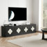 Meuble télé moderne 78 po avec portes d'appoint et rangement en quadrilobe et étoile