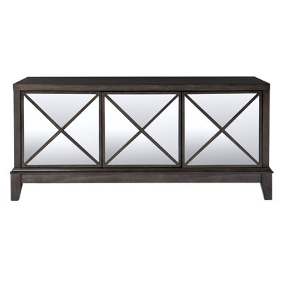 Console média en miroir, pouvant accueillir des couvertures supplémentaires et plus, téléviseur de 50 à 59 po, centre de divertissement brun, 3 armoires spacieuses, 50
