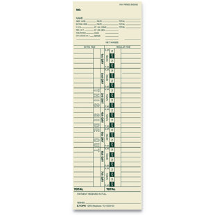 Time Card for Cincinnati Simplex