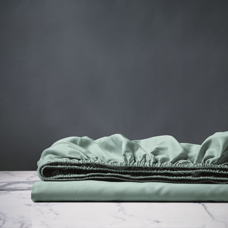 Deluca 100% Cotton Sateen Fitted Sheet, Sea, Twin Fitted Sheet