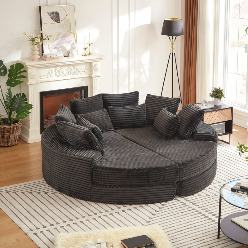 Canapé inclinable multifonctionnel en velours côtelé, confort moelleux noir pour la maison