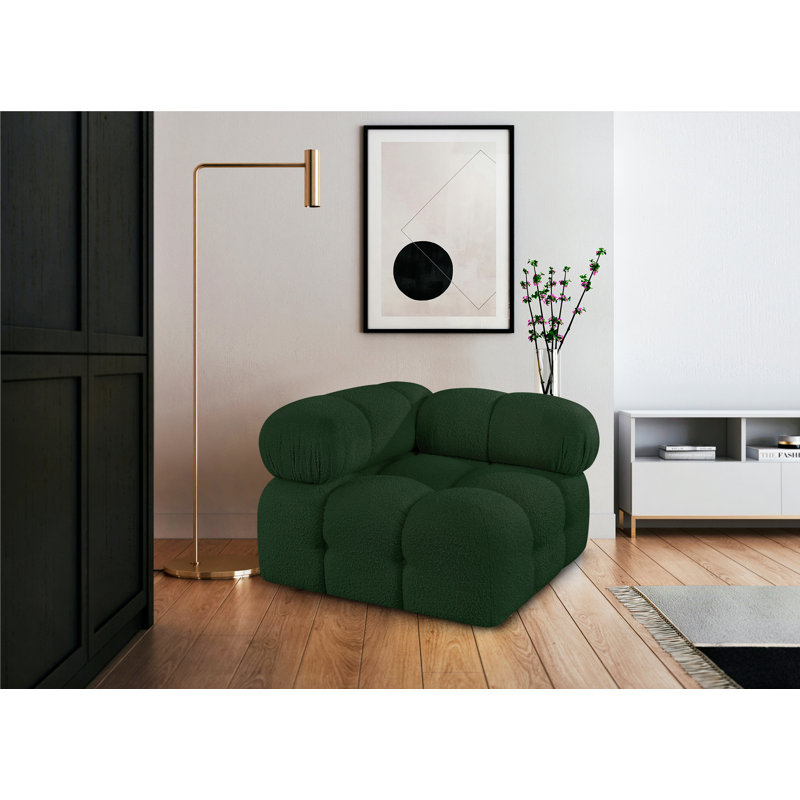 34 de large, Tissu bouclé vert