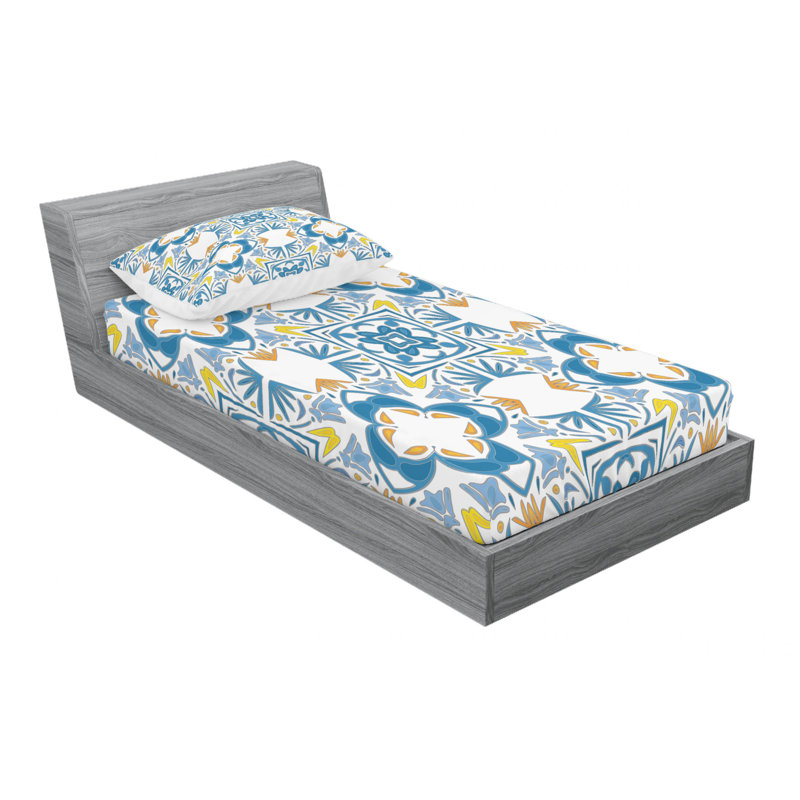 Microfiber Floral Sheet Set, Twin Sheet Set with Fitted Sheet