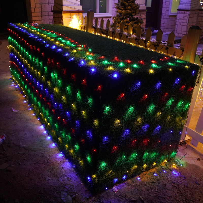 Christmas Net Lights Outdoor 360 Led 12ftx5ft Multicolored Christmas Bush Mesh Lights Connectable Waterproof String Light 8 Modes For Decorations Indoor Xmas Tree Bushes Garden Decor Party