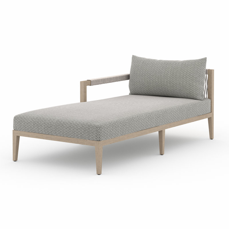 Sherwood Outdoor Teak Chaise Lounge, Washed Brown/Gray, Ash