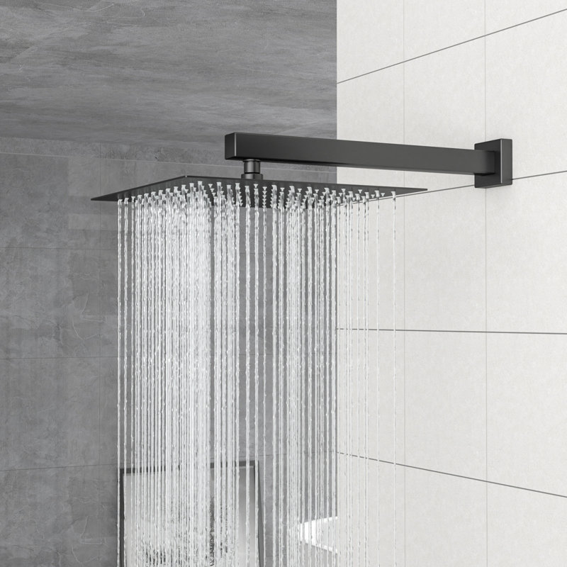 Double pomme de douche noire matte avec pluie et douche à main, tête facile à nettoyer, fixation murale, boyau 59 po