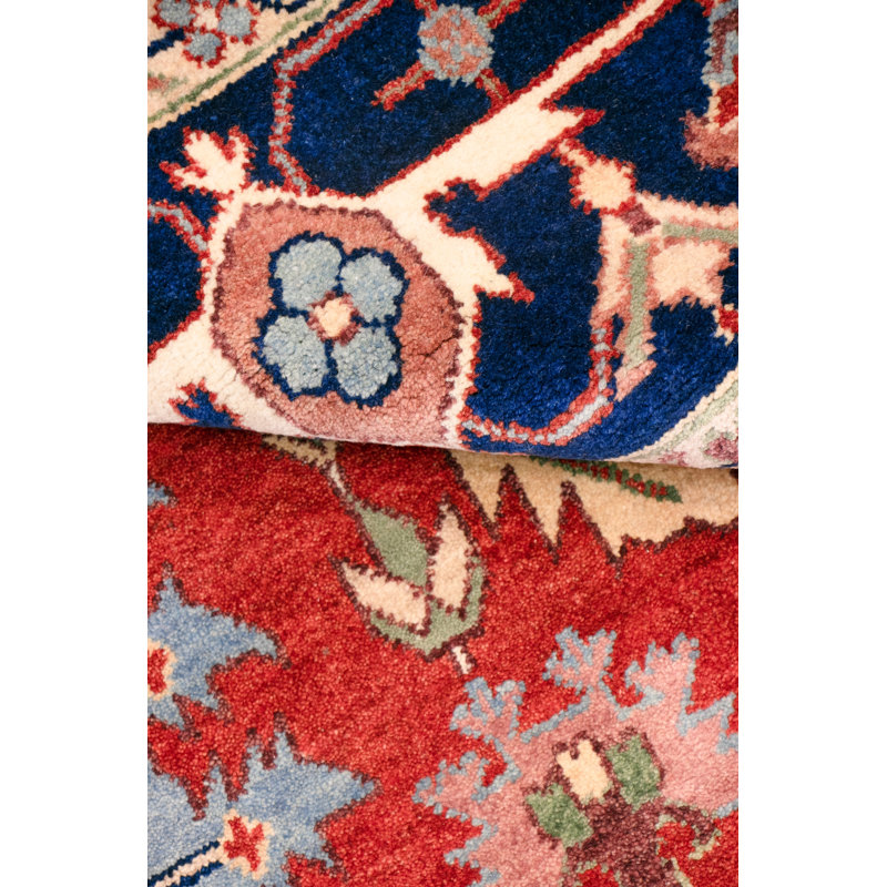 Serapi Hand Knotted Wool Oriental Area Rug, Rectangle 9' x 12', Red/Navy/Cream