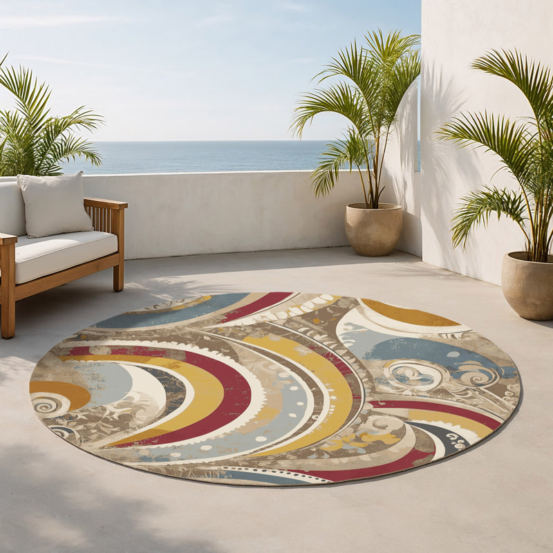 Tapis intérieur et extérieur Perky Jiggle, Rond 5 pi