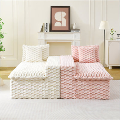 Canapé de luxe luxueux en velours à motif de blocs de couleur - disposable en une rangée, côte à côte ou face à face, mobilier de salon élégant pour une décoration douillette