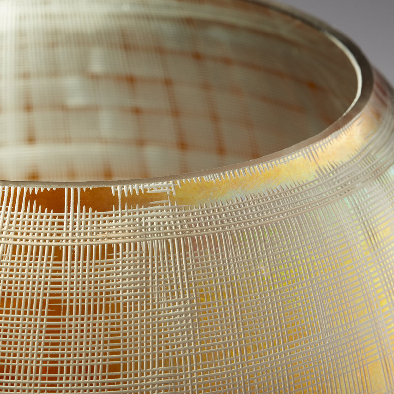 Gold Iridescent Glass Grid Table Vase, 12"