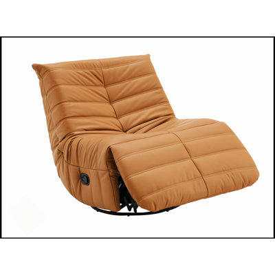 Talmon Orange Synthetic Leather Glider Recliner With Swivel, Full Foam Comfort And Durable Construction For Relaxation