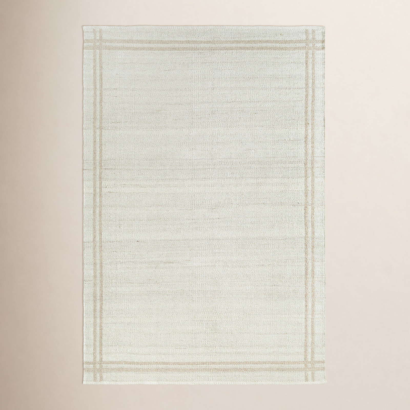 Lavande Geometric Wool Area Rug in Ivory/Tan, Rectangle 6' x 9'