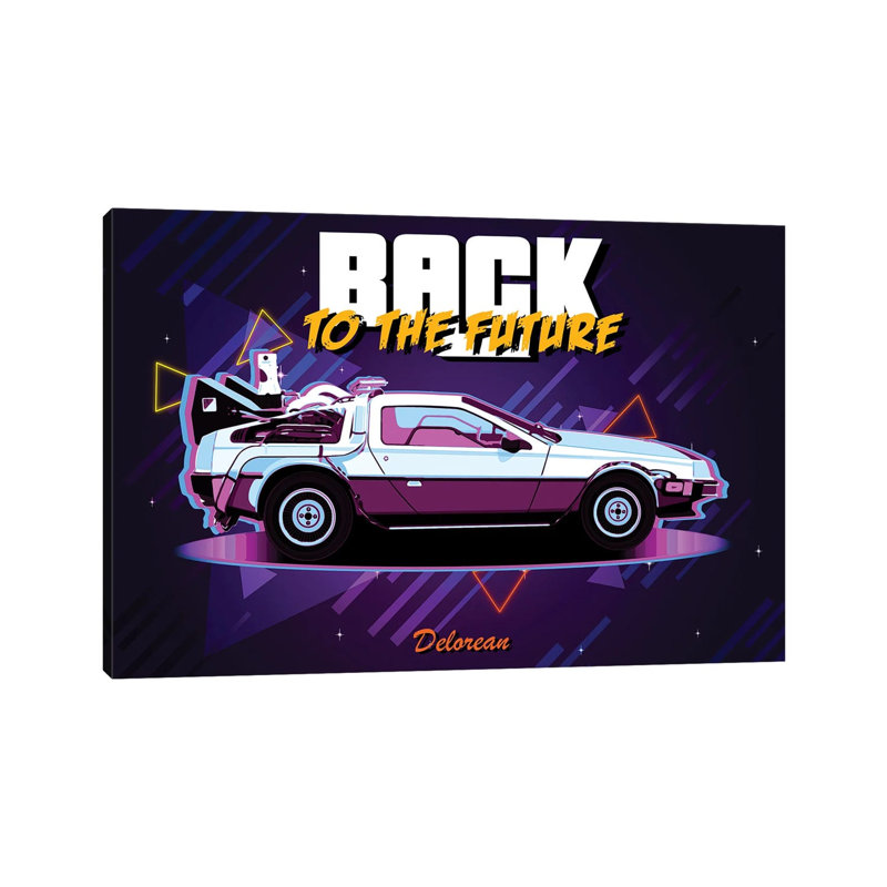 Delorean Retro by Gab Fernando - Wrapped Canvas Print, 20.32 cm H x 30.48 cm W