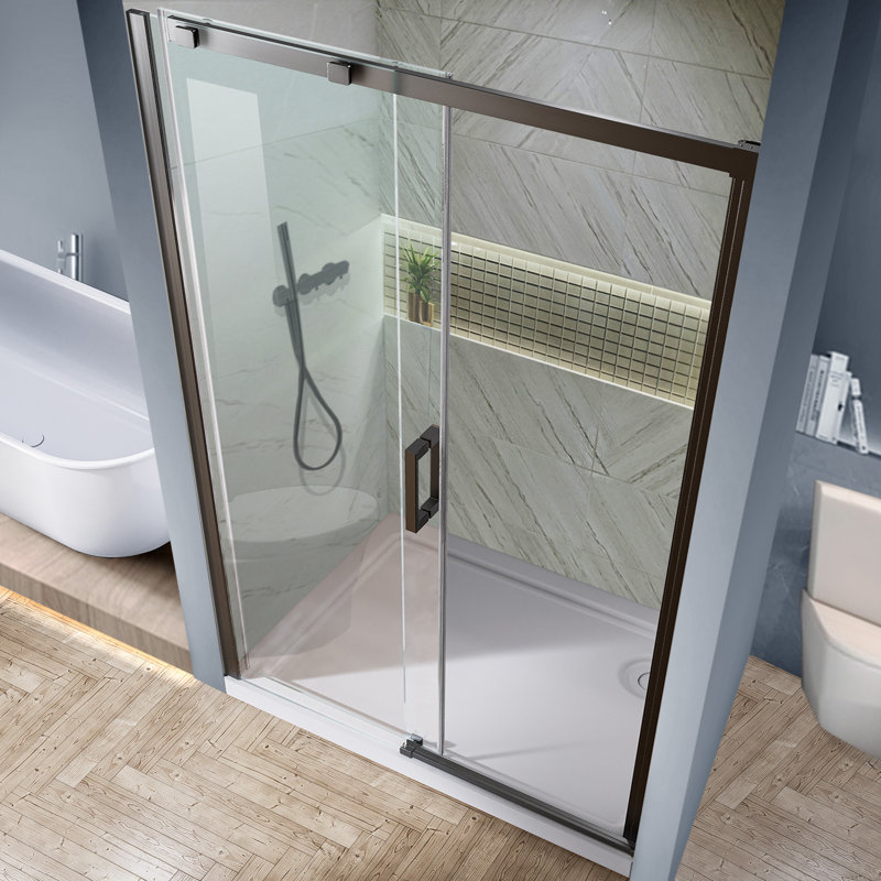 56-60 in.W x 74 in.H Frameless Sliding Glass Shower Door with 5/16 in.(8mm) Clear Glass, Matte Black