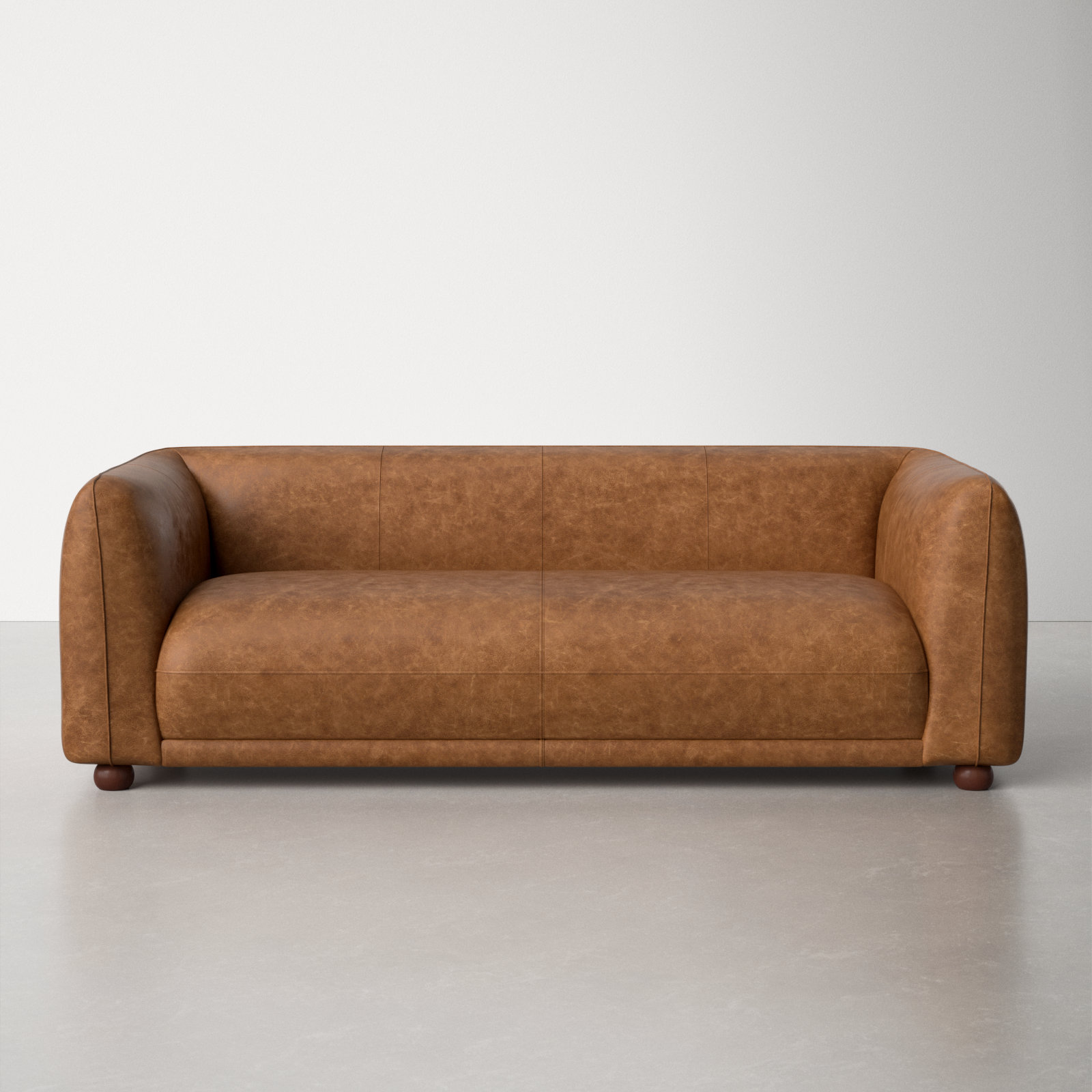 AllModern Julio 87" Mid Century Modern Luxury Italian Leather Couch ...