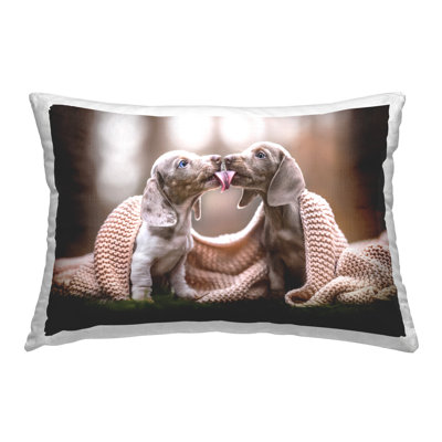 Playing Puppies with Scarf Decorative Printed Throw Pillow by Natalie Grosse