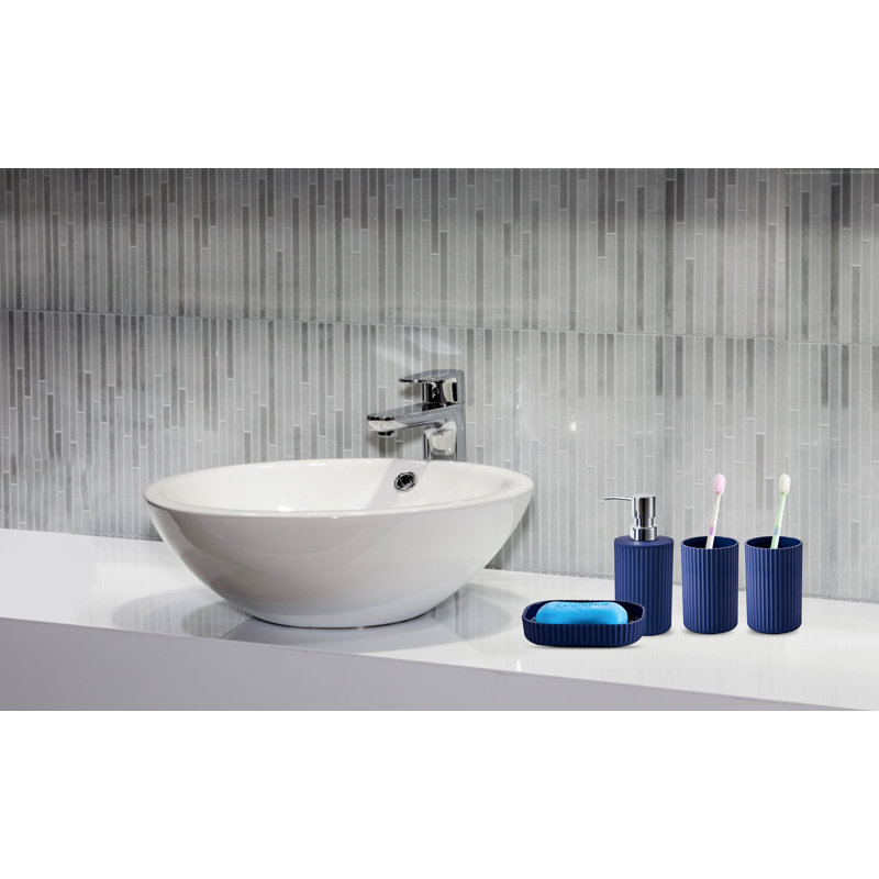 Carletha Bathroom Accessory Set, Blue