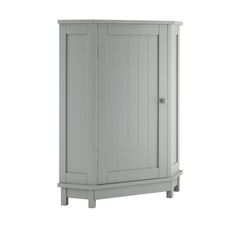 Grey Bathroom Cabinet Triangle Corner Storage Cabinet With Adjustable Shelf Modern Style Mdf Board, Gray
