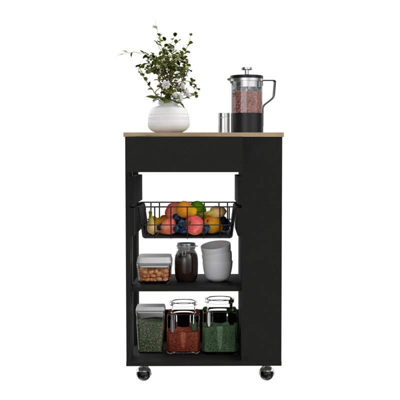 Kitchen Cart, Kitchen, Black / Light Oak, Black