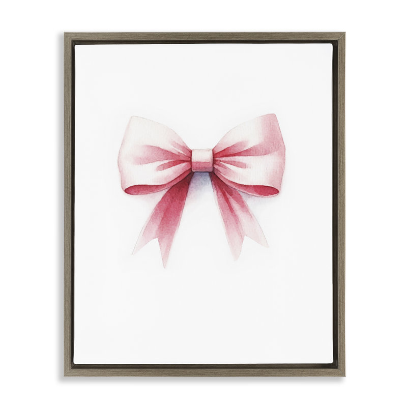 «Soft Soft Fading Pink Bow Floater», art mural par Amanda Greenwood, Cadre flottant orme Montalcino, H 21 po x l 17 po