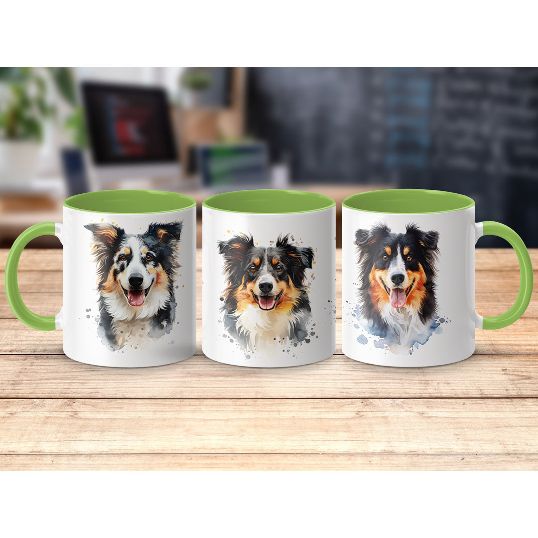 Watercolor Border Collie Design 11oz Coffee Mug