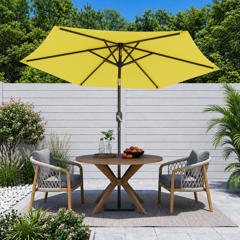 Parasol de marché hexagonal de 7,5 pi pour le marché, parasol de table d'extérieur avec bouton inclinable et manivelle, protection contre les rayons UV toutes saisons pour terrasse de jardin