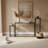 3-Piece Narrow Console Table Set with Marble Look Top, Slim Hallway Table