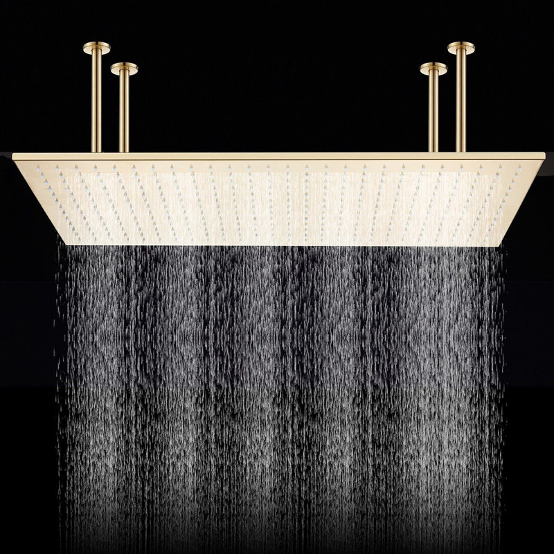 Rain Fixed Shower Head 2.5 GPM GPM with Self-Cleaning, Brushed Gold