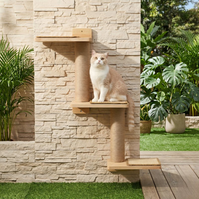 Grattoir 3-en-1 mural pour chat, chaton bricolage et plateforme perchoir
