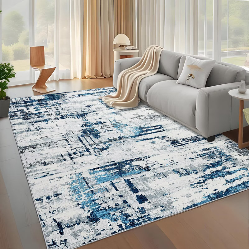 Washable Large Abstract Area Rug for Living Room Soft Indoor Carpet, Rectangle 5' x 7'