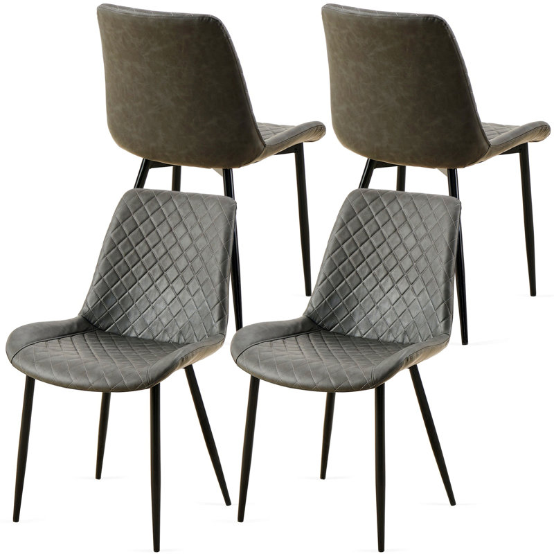 Dining Chairs, Kitchen Upholstered Chairs, Side Chair With Metal Legs, 4, Dark Grey