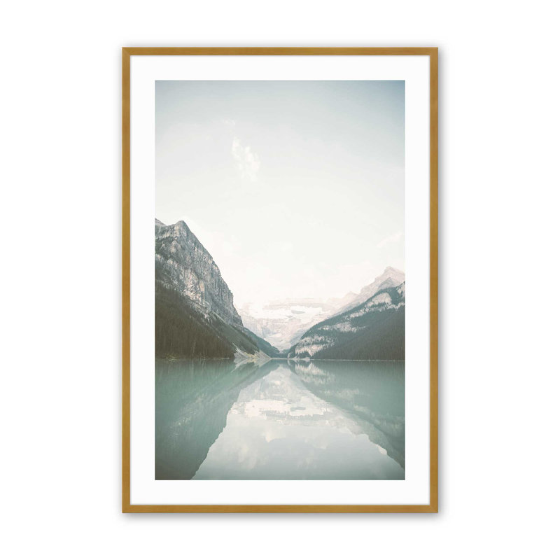 Impression de reflets calmes, H 11,25 po x l 9,25 po x P 1,25 po, Cadre doré poli