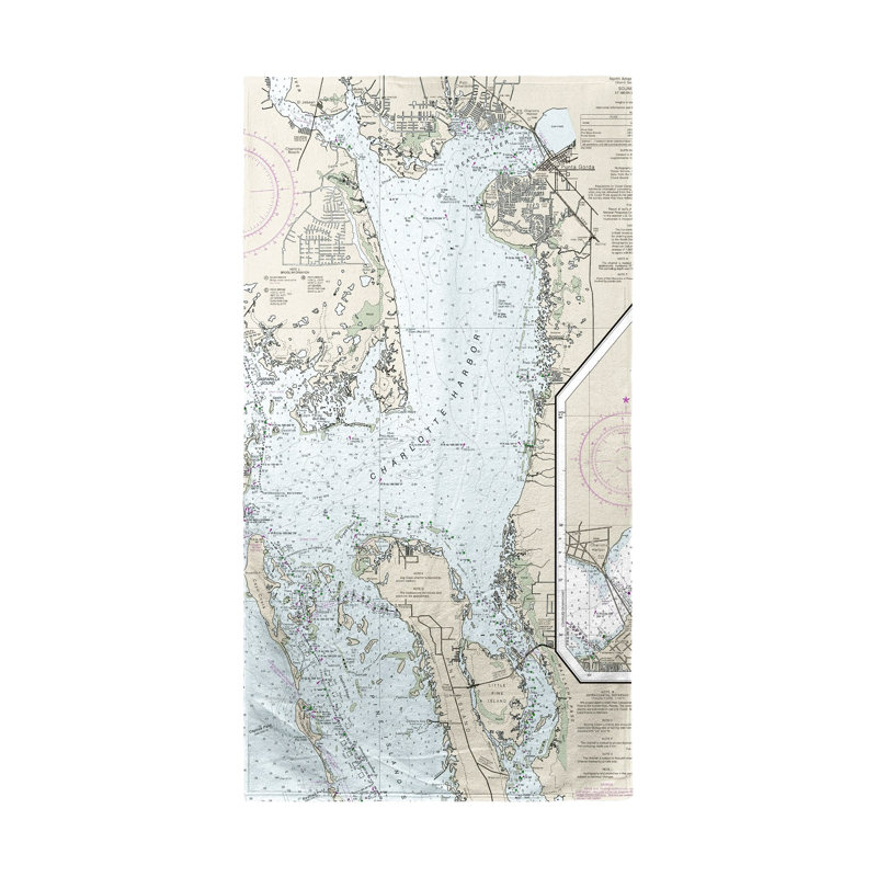 Serviette de plage à carte nautique charlotte harbor fl Ridout