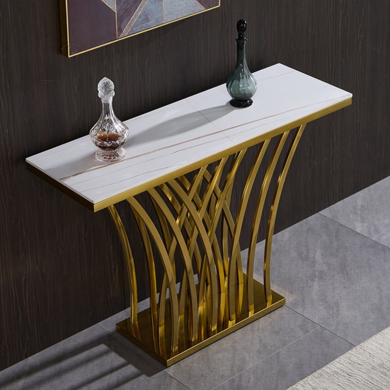 Console luxueuse de style italien, H 32,3 po x l 47,2 po x P 15,7 po, Blanc