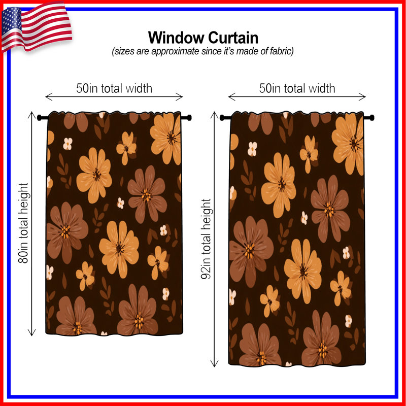 Rideaux à motif floral et voilages à motif floral - 1 panneau, Transparent, 50 po x 80 po - 1 panneau