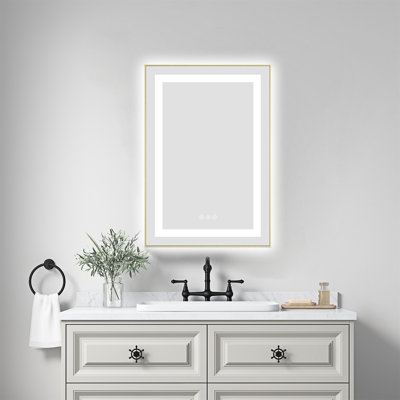 Miroir de salle de bain 72 "x 28" à DEL avec façade et rétroéclairage