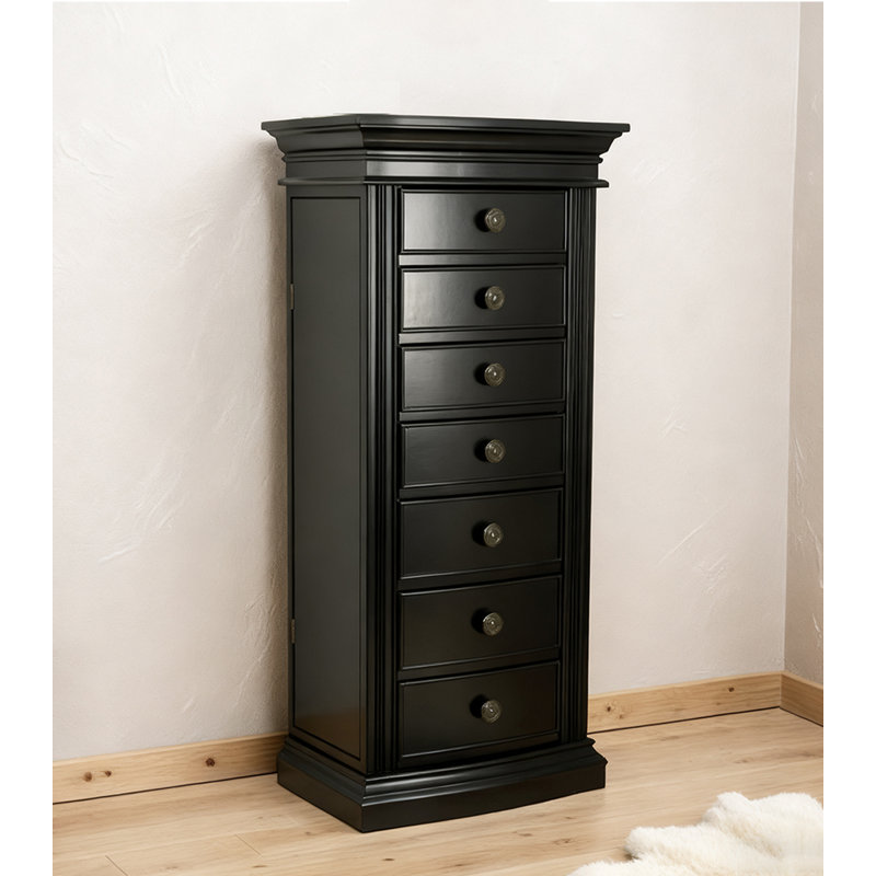 Armoire à bijoux en bois massif multicouche de style nordique, Noir