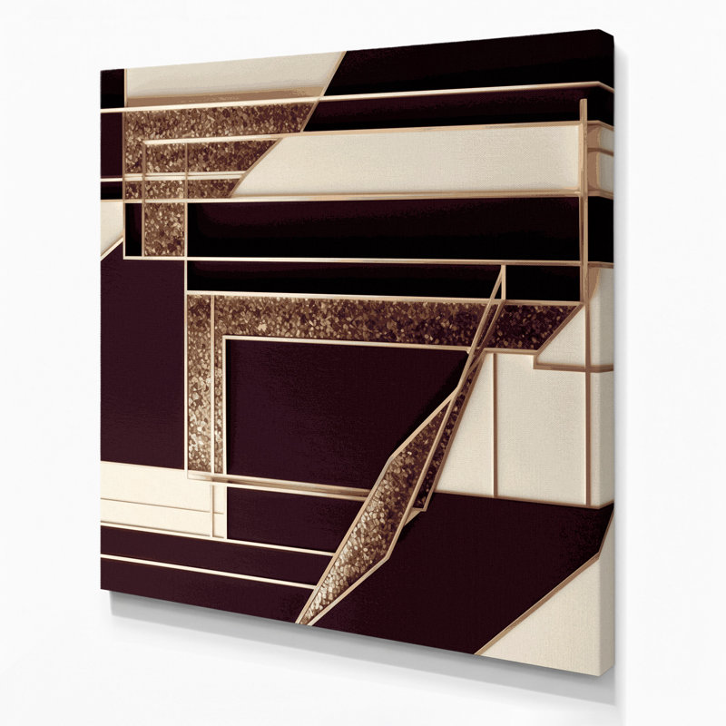 «Geometric Abstraction 93», art mural sur toile brune, H 16 po x l 16 po