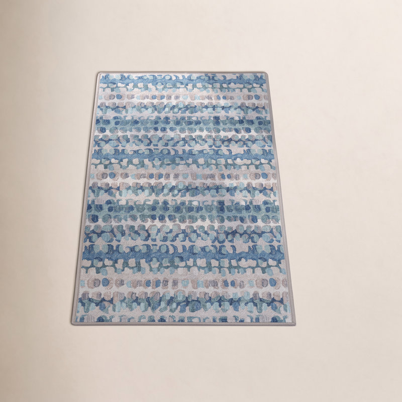 Paint Chip Blue Machine Washable Rug, Runner 2'6" x 8'