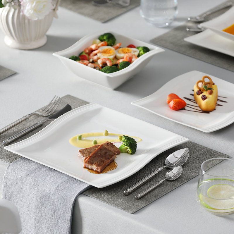 Flora Series, 32-piece Ivory White Porcelain China Dinnerware Set, Service For 8 