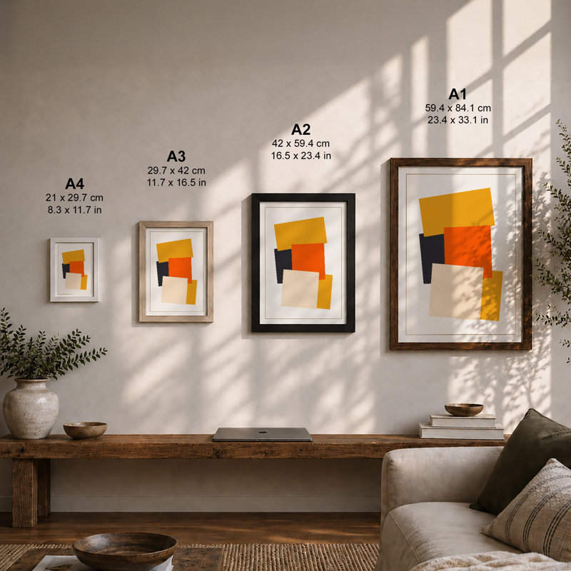 Tilted Geometry Geometric - Framed Print, A1 - 84.1 x 59.4 cm, Oak