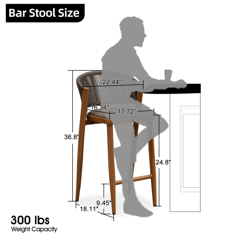 Ensemble de bar moderne pour 2 personnes avec table de comptoir et tabourets Modern