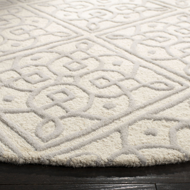 Sadik Hand Tufted Wool Geometric Rug, Round 6'