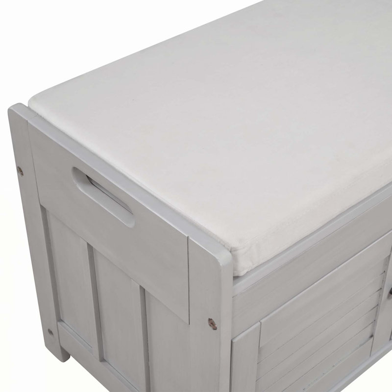 Rustic Storage Bench with Hidden Space and Multiple Functions for Home, Gray Wash